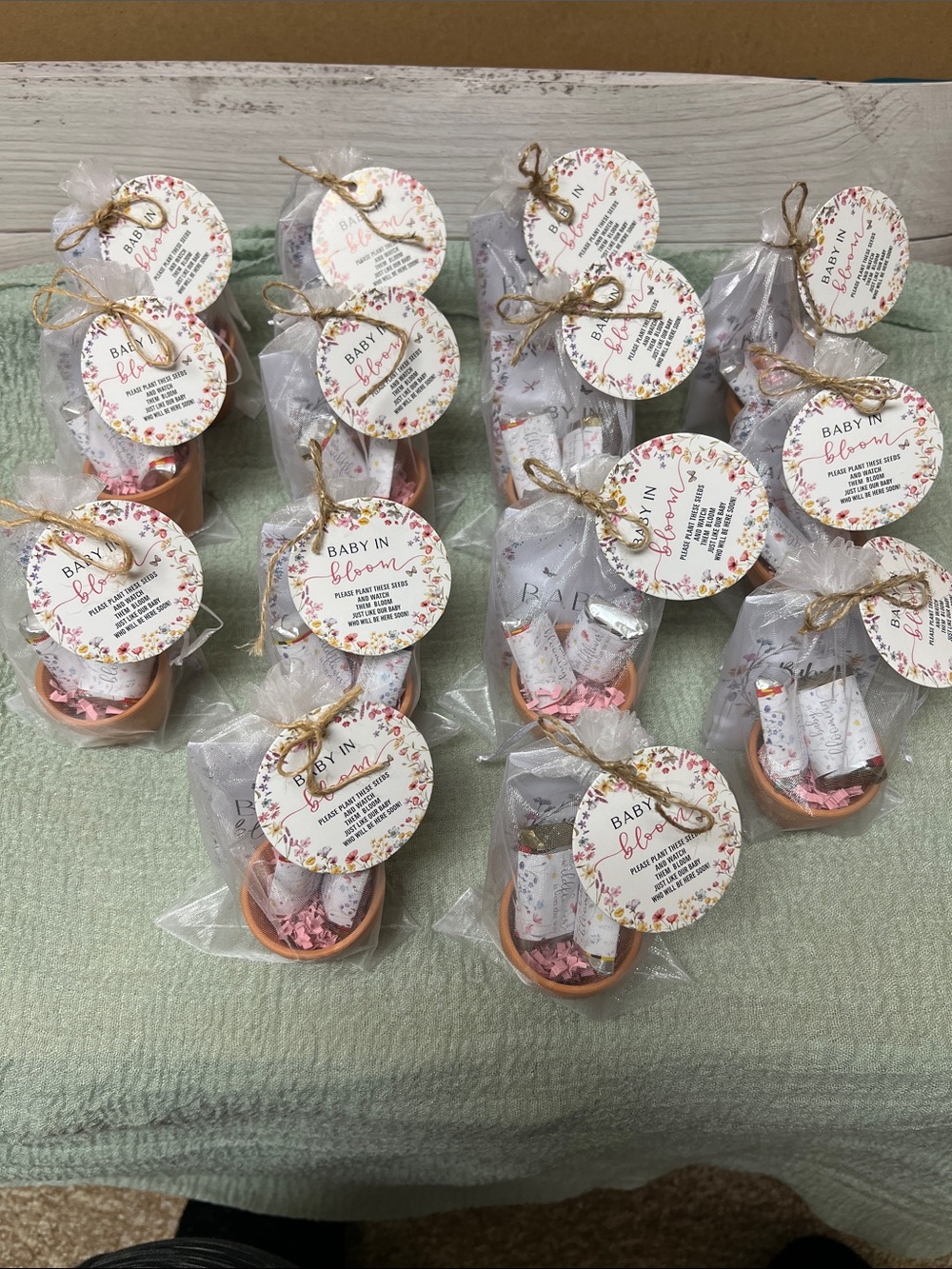 Baby Shower Favor Mini Terracotta Planter with Pink Confetti 14 Favors.